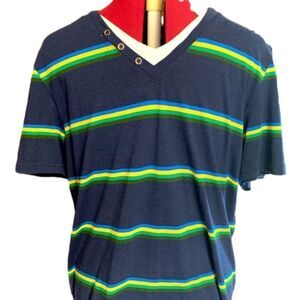 INC men’s casual blue, green & yellow shirt size L